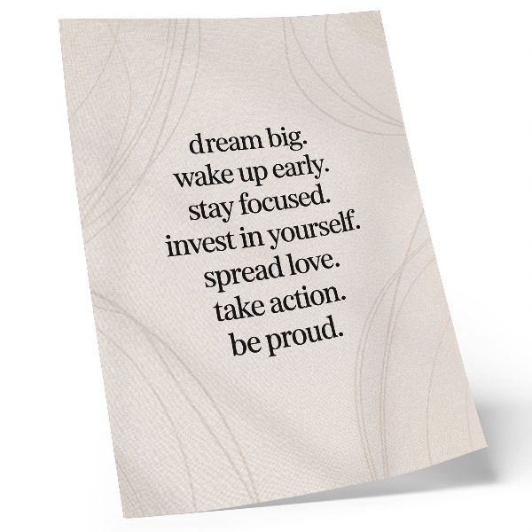 Poster para cozinha Mensagem motivacional, fundo claro, linhas elegantes