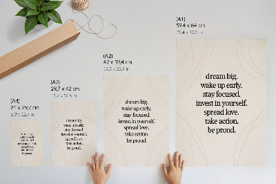 Poster para cozinha Mensagem motivacional, fundo claro, linhas elegantes