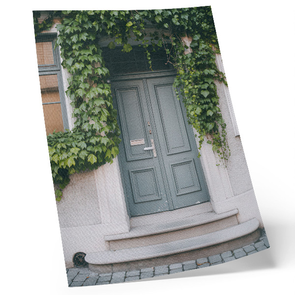 Poster decorativo Trepadeiras verdes, portas cinzentas, composição harmoniosa