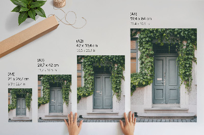 Poster decorativo Trepadeiras verdes, portas cinzentas, composição harmoniosa