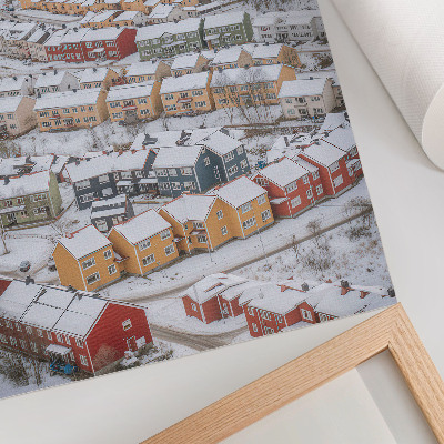 Arte de parede Casas coloridas, arquitetura paisagística de inverno