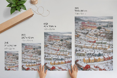 Arte de parede Casas coloridas, arquitetura paisagística de inverno