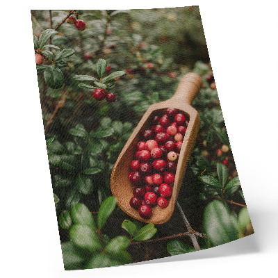 Poster decorativo Cores vibrantes de folhas e frutos em uma pá de madeira.