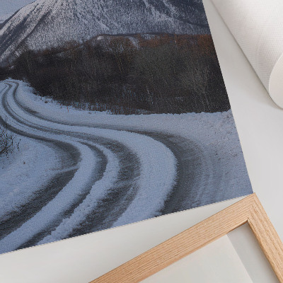 Impressão em tela paisagem de inverno montanhas curvas da estrada beleza