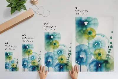 Arte de parede com manchas abstratas em tons de azul e verde