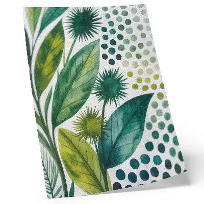 Poster para cozinha com estampa de folhas verdes em estilo boho