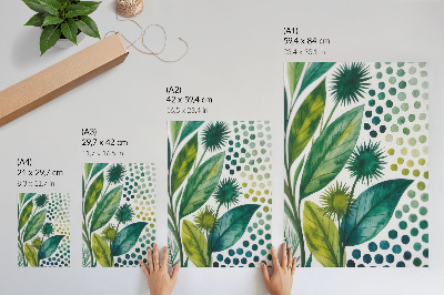 Poster para cozinha Folhas verdes pontilham a natureza, frescor e estilo boho.