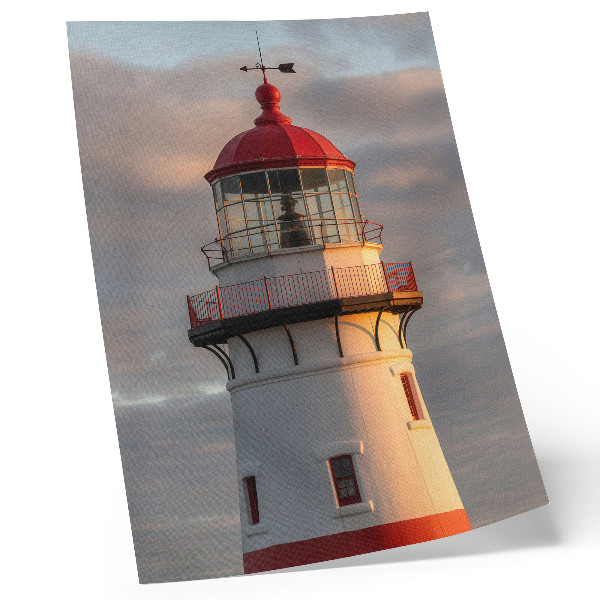Arte de parede Farol vermelho ao pôr do sol calmo