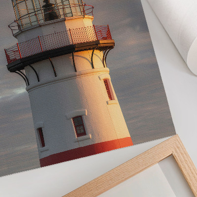 Arte de parede Farol vermelho ao pôr do sol calmo