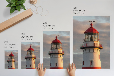 Arte de parede Farol vermelho ao pôr do sol calmo