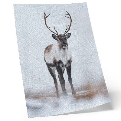 Poster decorativo Renas em uma paisagem de inverno, tons quentes, moderno