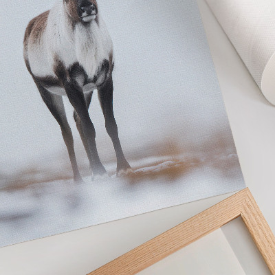 Poster decorativo Renas em uma paisagem de inverno, tons quentes, moderno