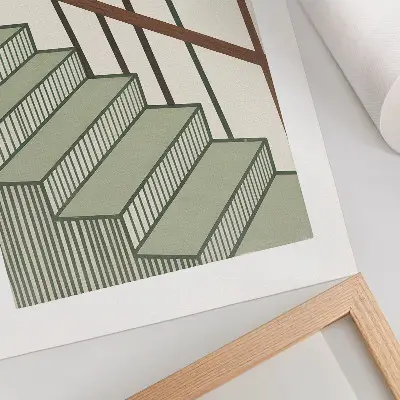Impressão em tela arte com geometria de escada em estilo minimalista e elegante