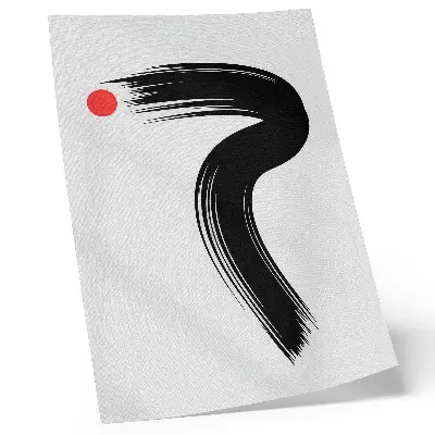 Poster decorativo círculo vermelho com pincelada preta