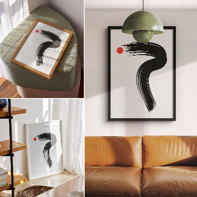 Poster decorativo Círculo vermelho pincelada preta