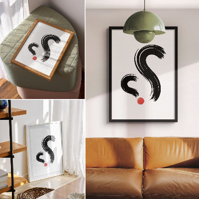 Impressão em tela Contrastes minimalistas, dinamismo, detalhe em vermelho