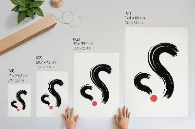 Impressão em tela com contrastes minimalistas, dinamismo e detalhe em vermelho