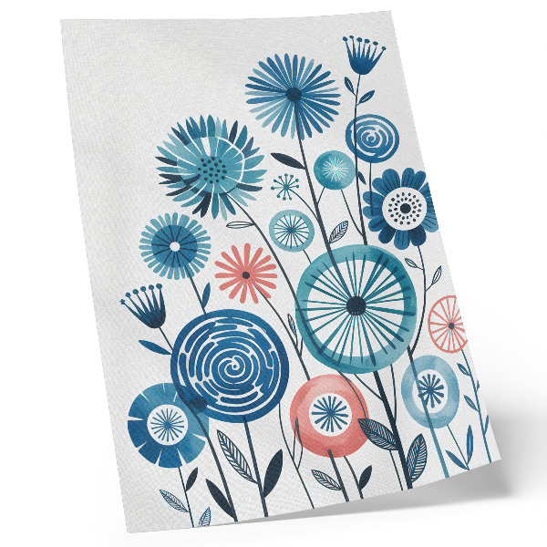 Poster para cozinha Flores azuis modernas sobre um fundo branco