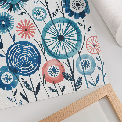 Poster para cozinha Flores azuis modernas sobre um fundo branco
