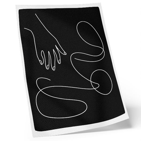Arte de parede Linhas curvas em preto e branco, minimalismo, feito à mão.