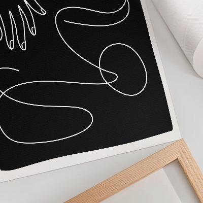 Arte de parede Linhas curvas em preto e branco, minimalismo, feito à mão.