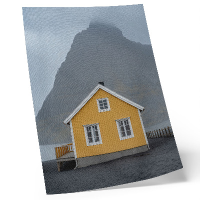 Poster para cozinha Casa amarela, montanha, minimalismo, simplicidade, paz
