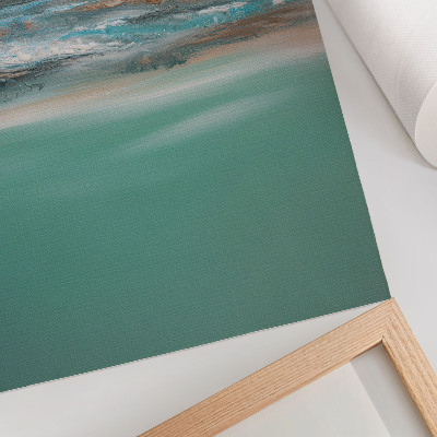 Poster decorativo Harmonia azul, verde e creme abstrato