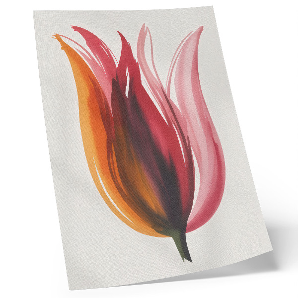 Poster decorativo abstrato de flor vermelha, rosa e laranja