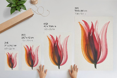 Poster decorativo abstrato de flor vermelha, rosa e laranja