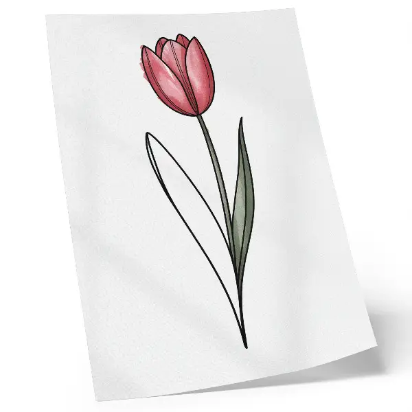 Poster para cozinha tulipa rosa com contorno simples e leve