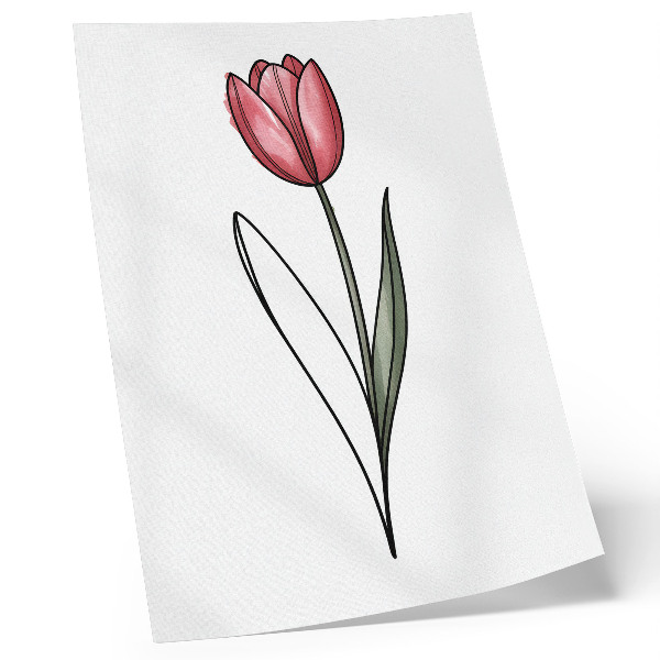Poster para cozinha Tulipa rosa, contorno simples e leveza