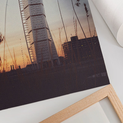 Poster decorativo Arranha-céu ao pôr do sol, arquitetura moderna