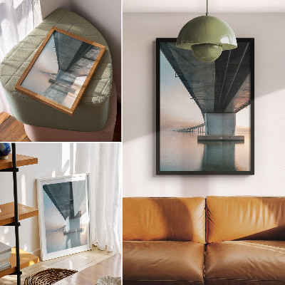 Arte de parede Ponte sobre a água: elegância minimalista e modernidade.