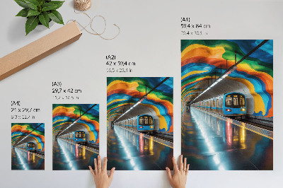 Poster decorativo Cores vibrantes do arco-íris no teto acima do metrô.