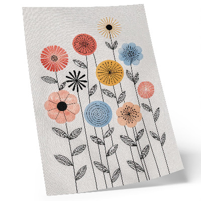 Arte de parede Flores coloridas em fundo branco em estilo retrô