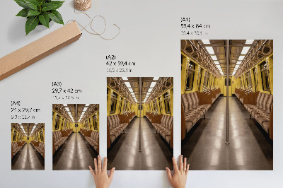Poster decorativo Interior de metrô em madeira amarela moderna