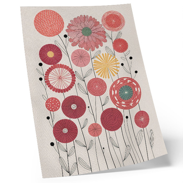 Poster para cozinha Flores geométricas coloridas em estilo moderno