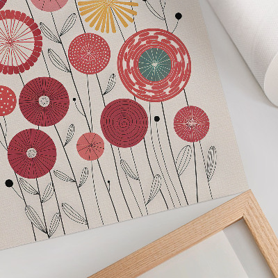 Poster para cozinha Flores geométricas coloridas em estilo moderno