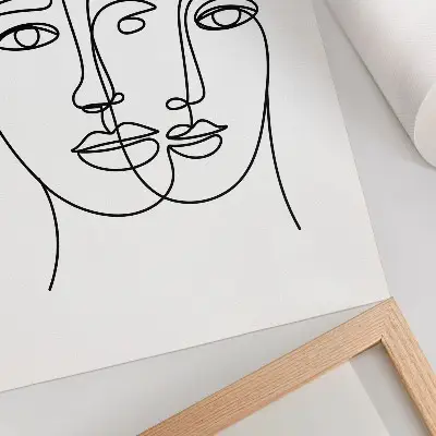 Impressão em tela quadro com rostos bidimensionais que transmitem modernidade e elegância