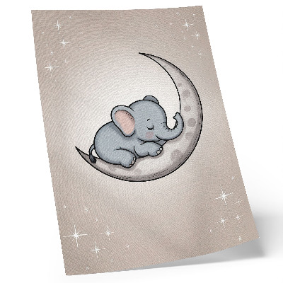 Arte de parede Um elefante fofo na lua rodeado de estrelas