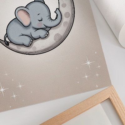 Arte de parede Um elefante fofo na lua rodeado de estrelas