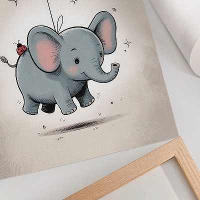 Poster decorativo Elefante com um balão rosa, alegria infantil