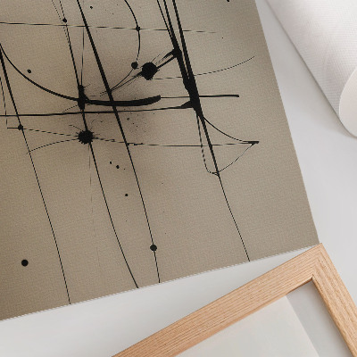 Poster decorativo Fundo bege com linhas pretas, abstração minimalista.