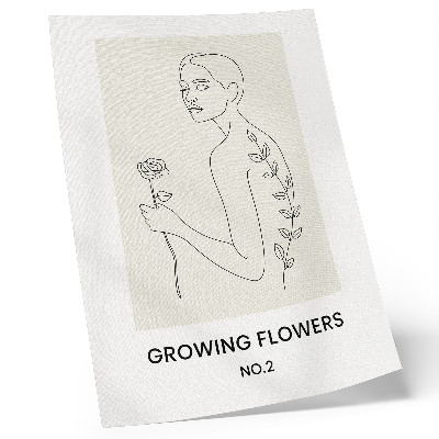 Arte de parede Desenho de linhas com pessoa e flor, simplicidade e elegância.