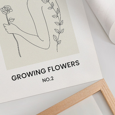 Arte de parede Desenho de linhas com pessoa e flor, simplicidade e elegância.