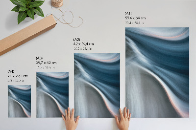 Poster para cozinha Linhas onduladas dinâmicas em tons frios de azul.