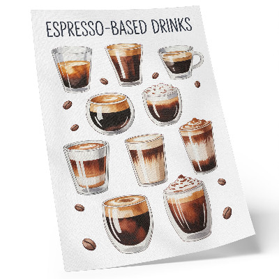 Poster para cozinha Xícaras elegantes cheias de café expresso com leite.