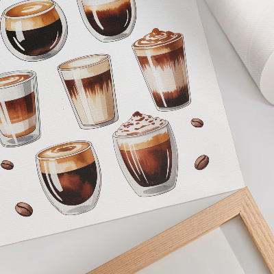 Poster para cozinha Xícaras elegantes cheias de café expresso com leite.