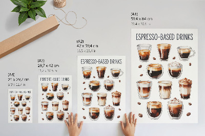Poster para cozinha Xícaras elegantes cheias de café expresso com leite.