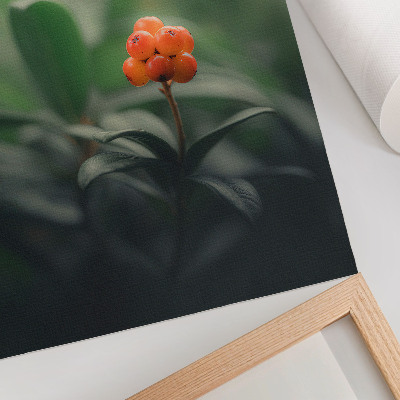 Arte de parede Frutos vermelhos alaranjados sobre um fundo verde